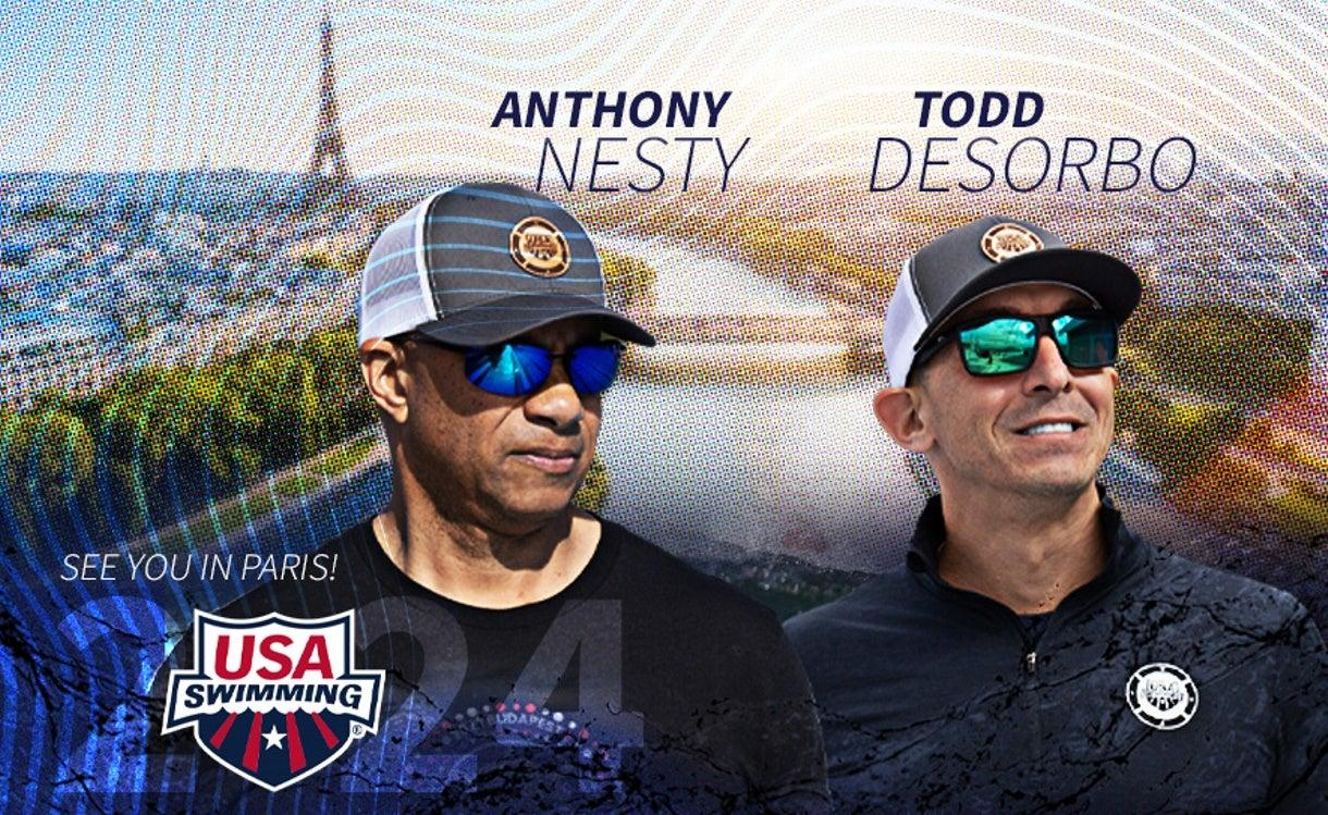 Anthony Nesty, left, and Todd DeSorbo, right, were US head coaches at last year's World Aquatics Championships in Budapest where America won a record 45 medals in the pool ©USA Swimming
