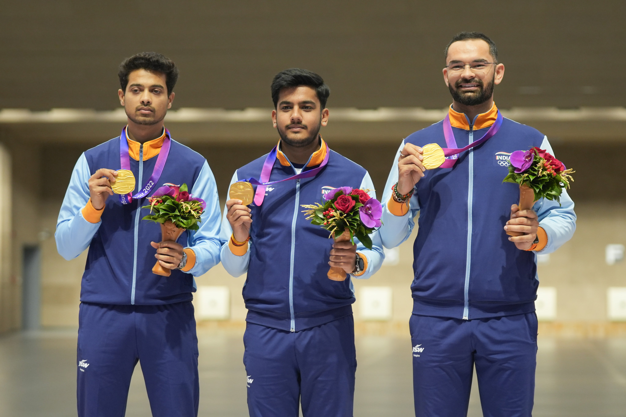 India set a new men's team 50m rifle three positions record with a score of 1,769, beating their former best by eight points ©Hangzhou 2022