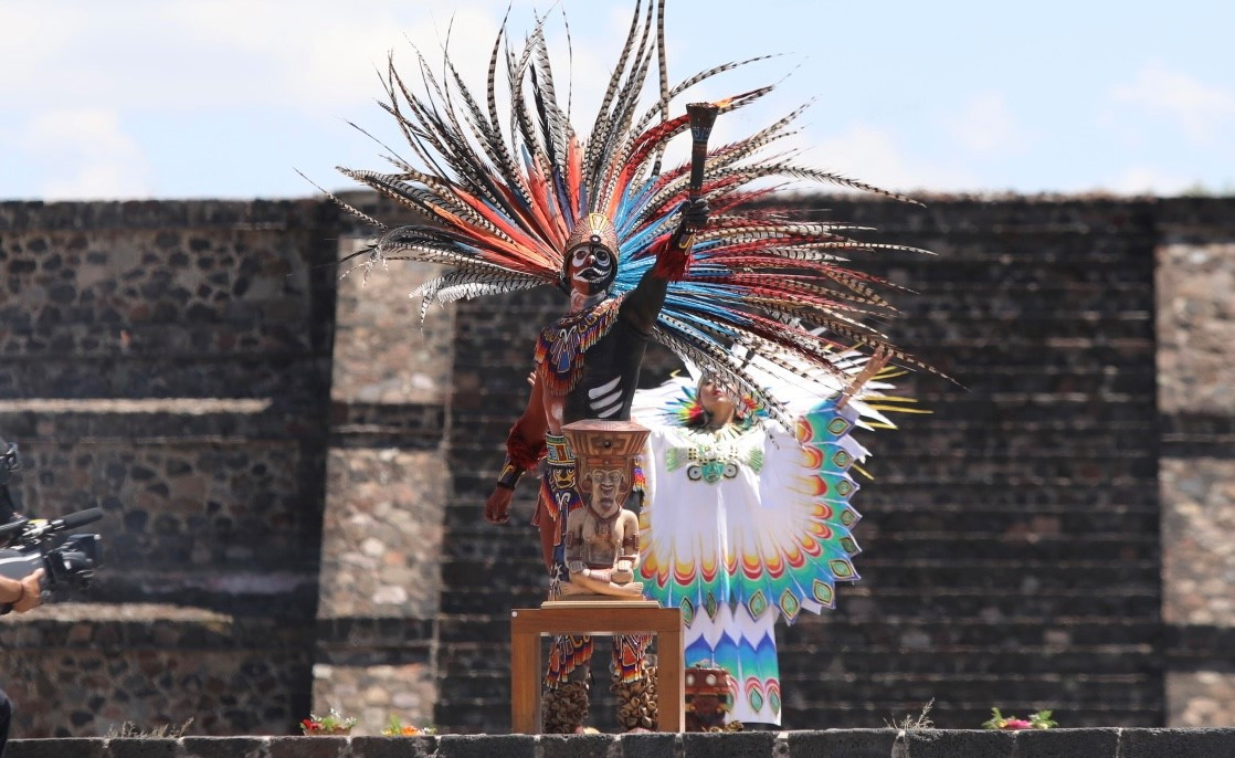 The Pan American Flame has been lit in Teotihuacan to start the Santiago 2023 Torch Relay ©Panam Sports