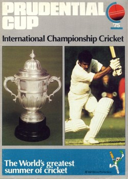 The official brochure in 1975 featured Sunil Gavaskar of India who chose an ultra defensive approach in the opening match ©Prudential Assurance