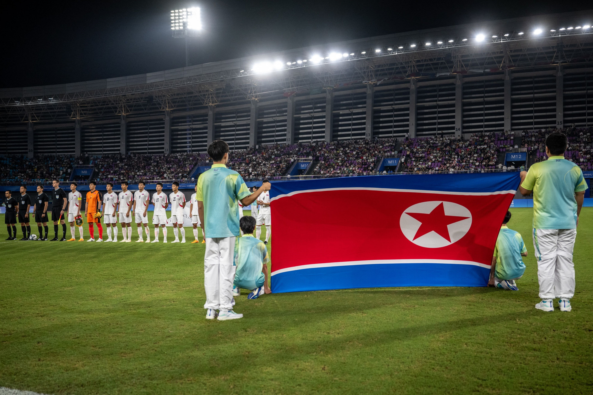 The North Korean flag continues to fly in Hangzhou despite it being banned under WADA sanctions ©Getty Images