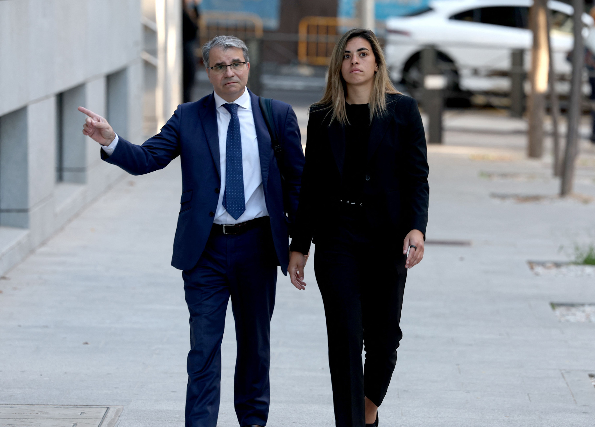 Misa Rodríguez leaves court in Madrid after testifying in the case against disgraced former RFEF President Luis Rubiales, who is accused of sexual assault and coercion ©Getty Images