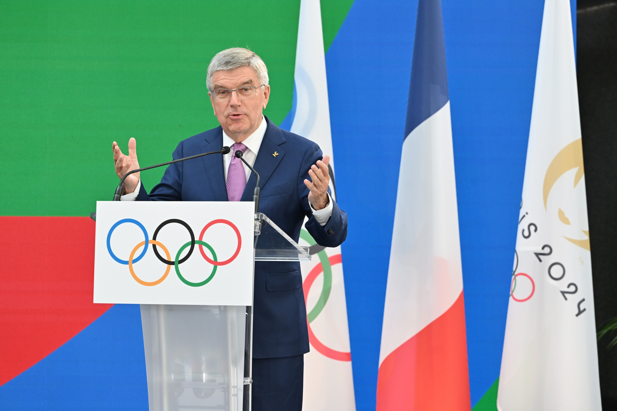 IOC President Thomas Bach told an International Athletes Forum that he was hopeful that competitors from all countries could feature at Paris 2024 ©Getty Images