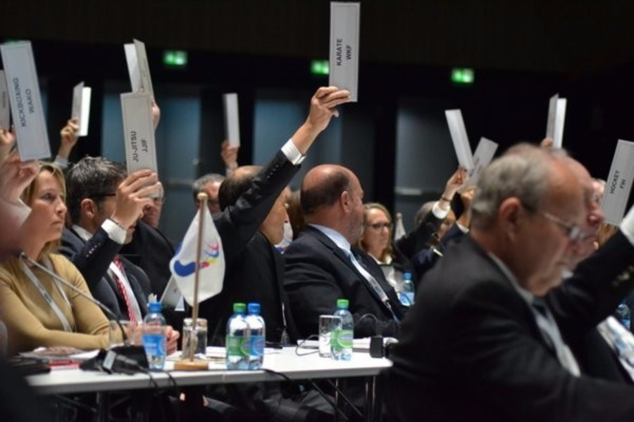 Delegates approving the new IWGA constitution during the meeting today ©IWGA/Twitter