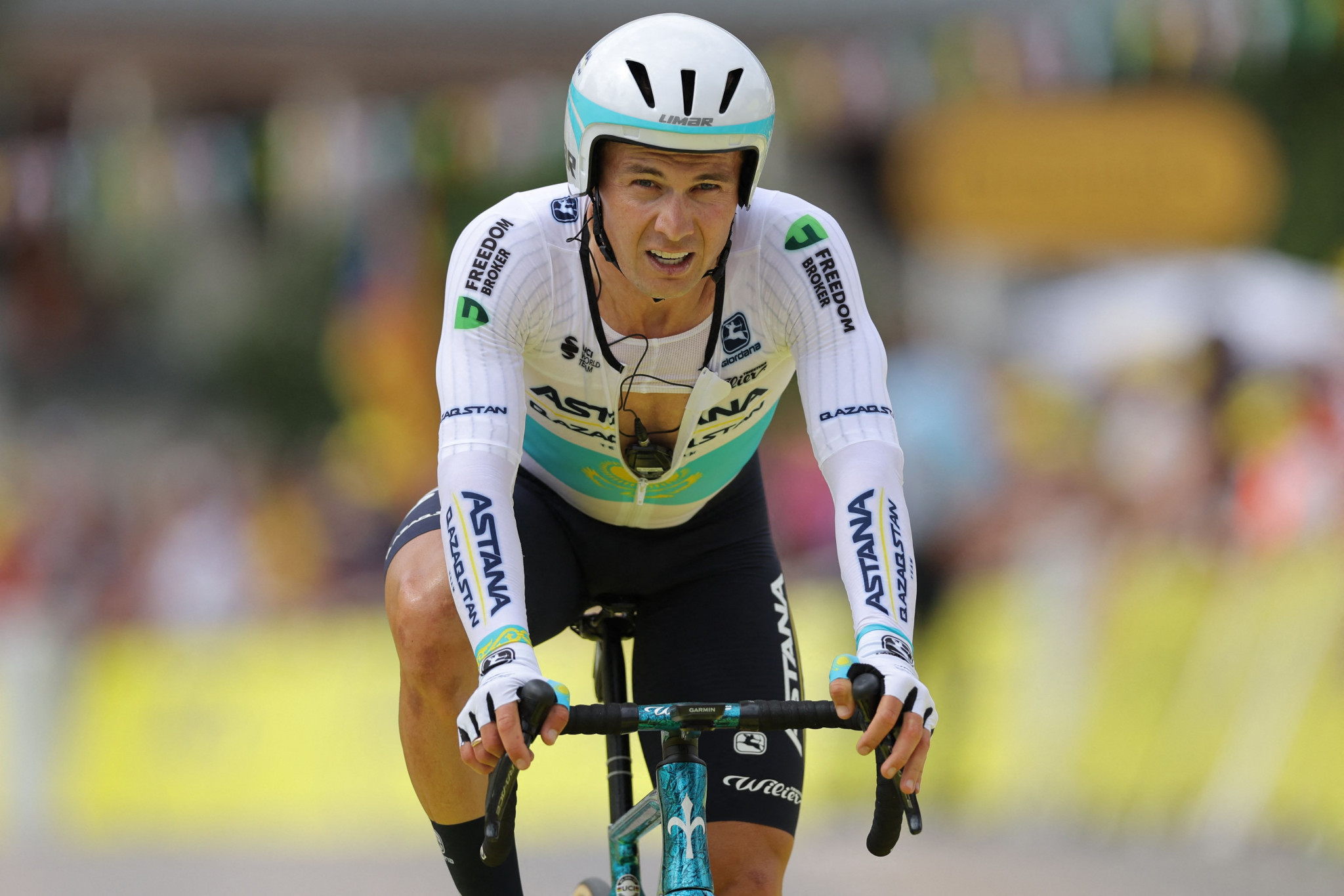 Alexey Lutsenko of Kazakhstan denied home favourite Xue Ming victory in the men's individual time trial in 48:05.75 ©Getty Images