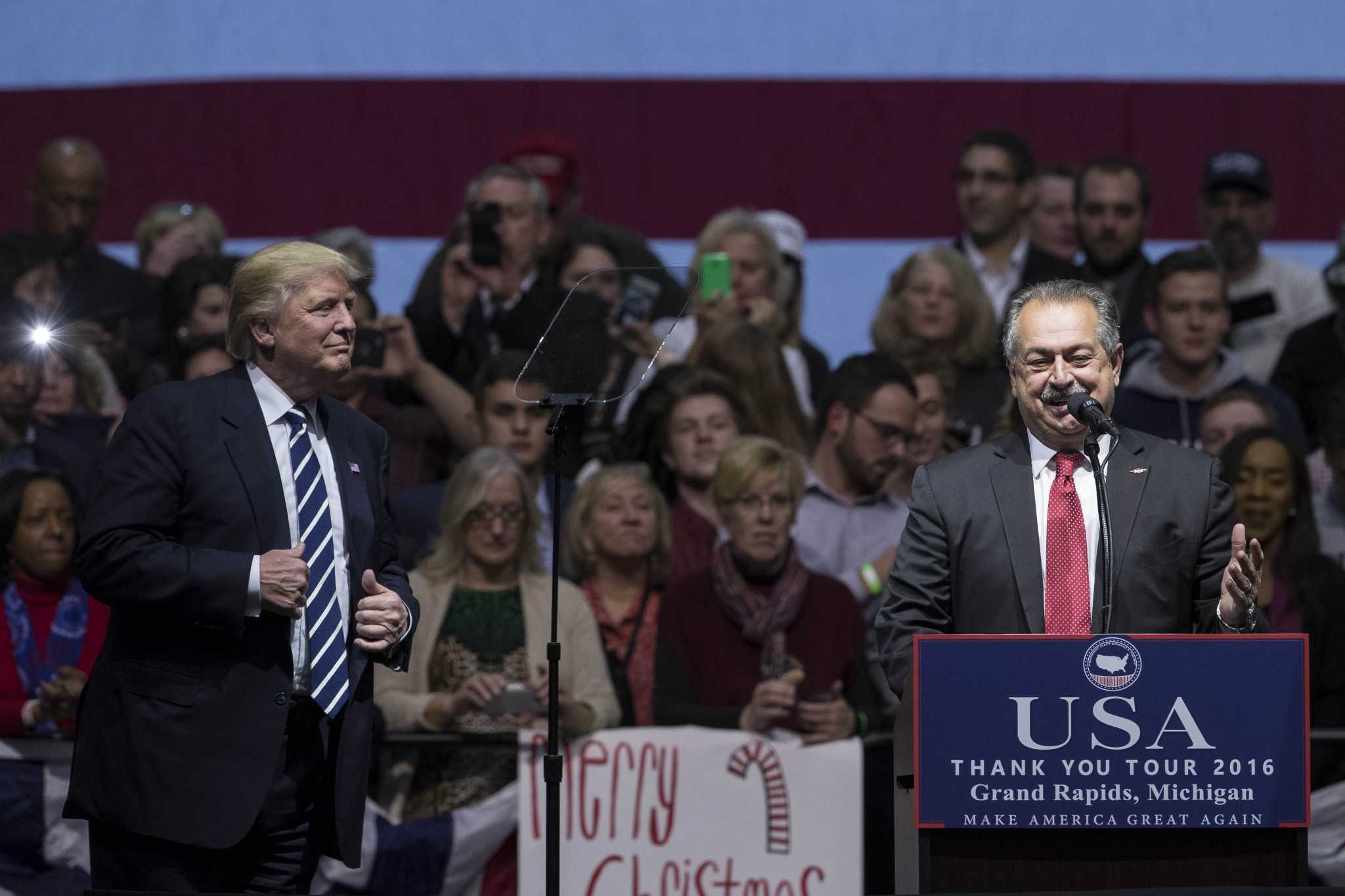 Andrew Liveris, right, enjoyed a successful corporate career in the United States where he was a favourite of former President Donald Trump ©Getty Images