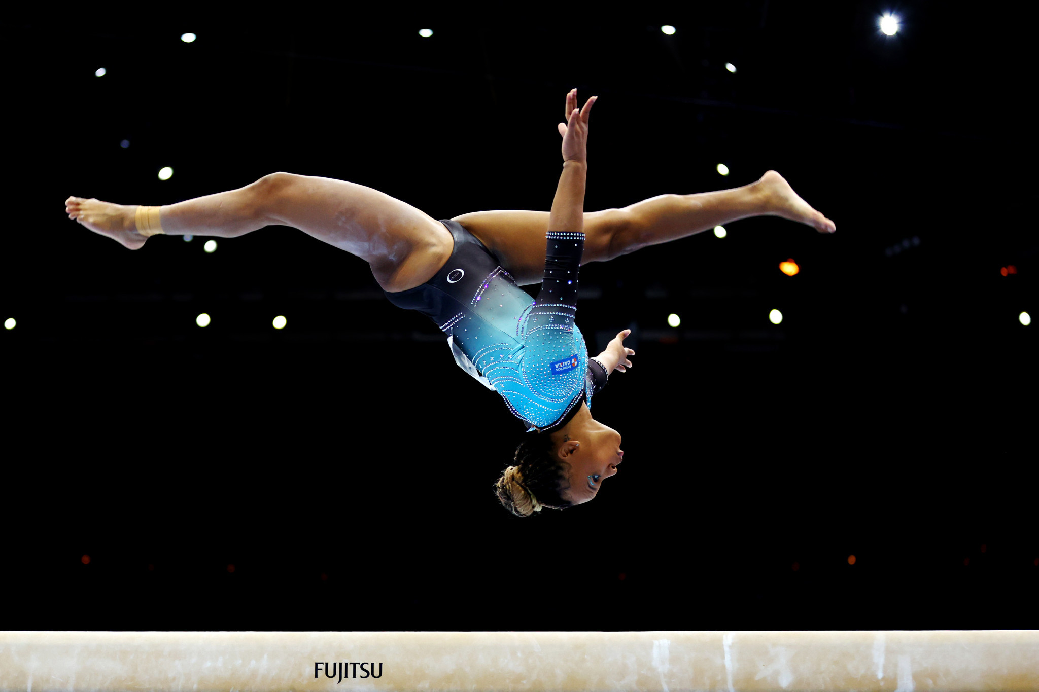 Brazilian Rebeca Andrade took women's individual all-around silver in Antwerp behind Biles ©Getty Images  