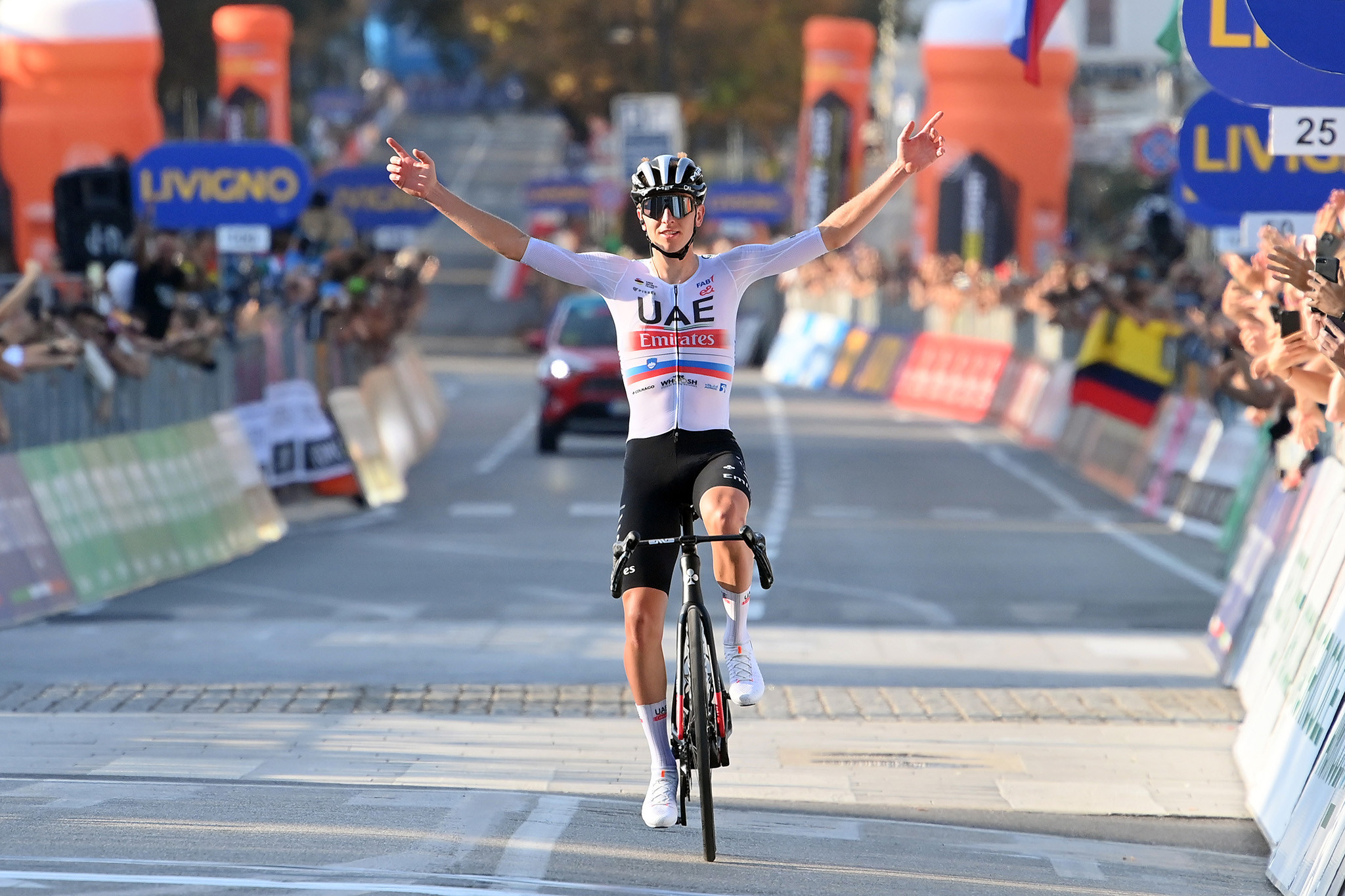Pogačar celebrates "dream" triumph as he wins third consecutive Il Lombardia title