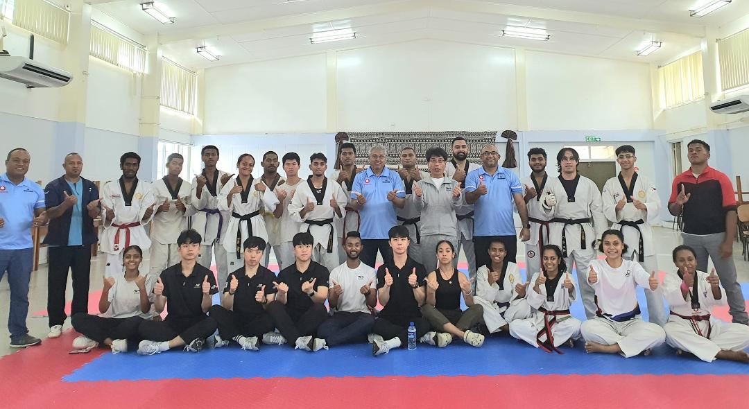 Fiji’s taekwondo team manager Nimesh Narayan revealed the taekwondo squad for Solomon Islands 2023 has been working hard on its fitness ©FASANOC