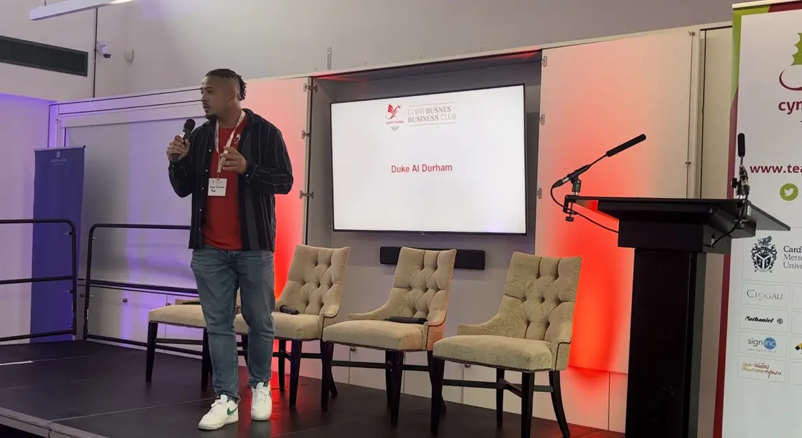 Poet and rapper Duke Al-Durham read out the poem he had written for Welsh athletes competing at this year's Commonwealth Youth Games ©CGW