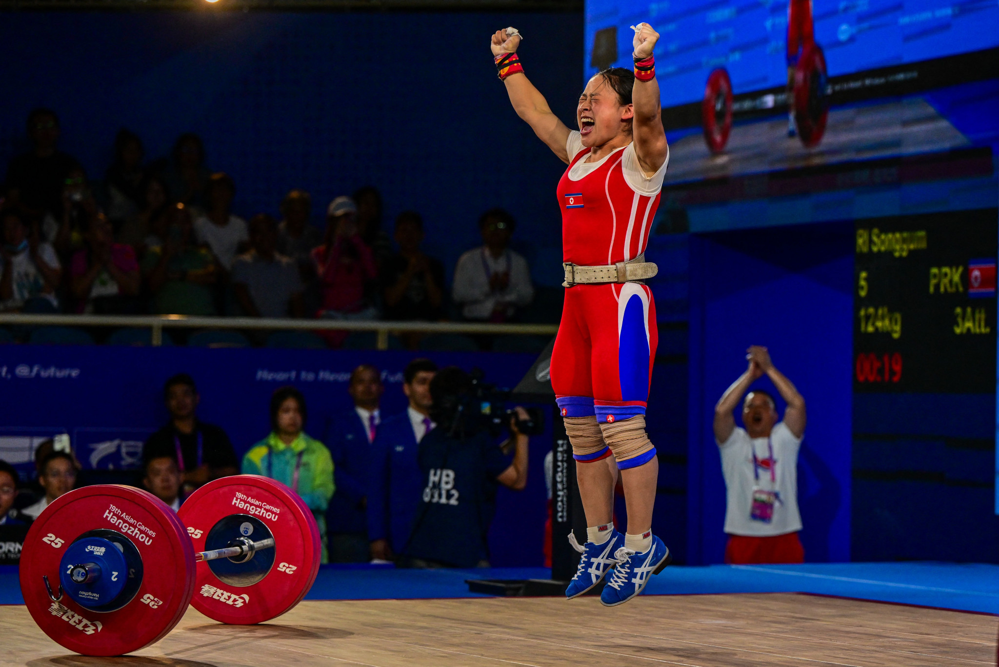 Ri Song Gum set the tone for North Korea in the weightlifting competitions at the Asian Games, claiming two world records at 49 kilograms ©Getty Images