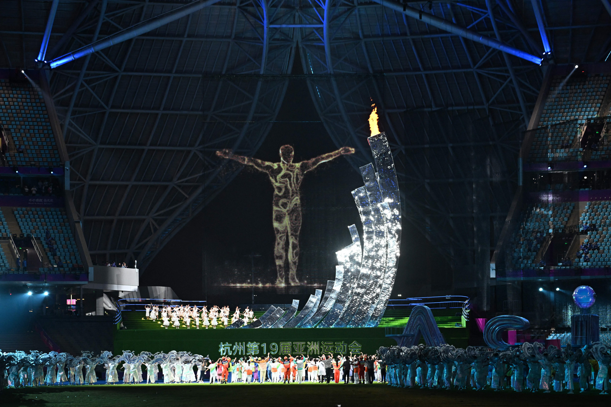 The Hangzhou 2022 digital torchbearer played a part in the Closing Ceremony after also featuring in the opener on September 23 ©Getty Images