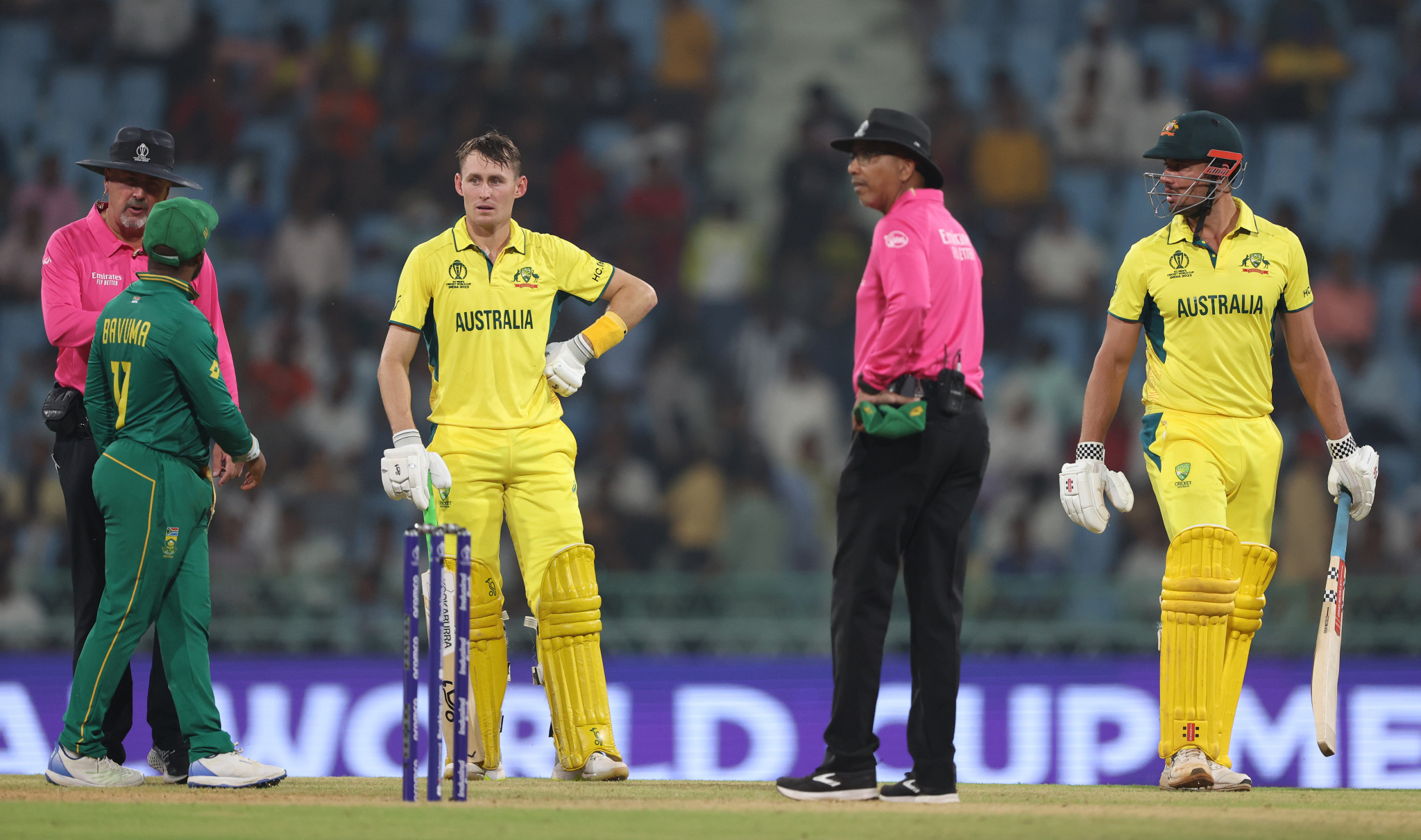 Marcus Stoinis was the victim of a bizarre dismissal as Australia were skittled ©Getty Images