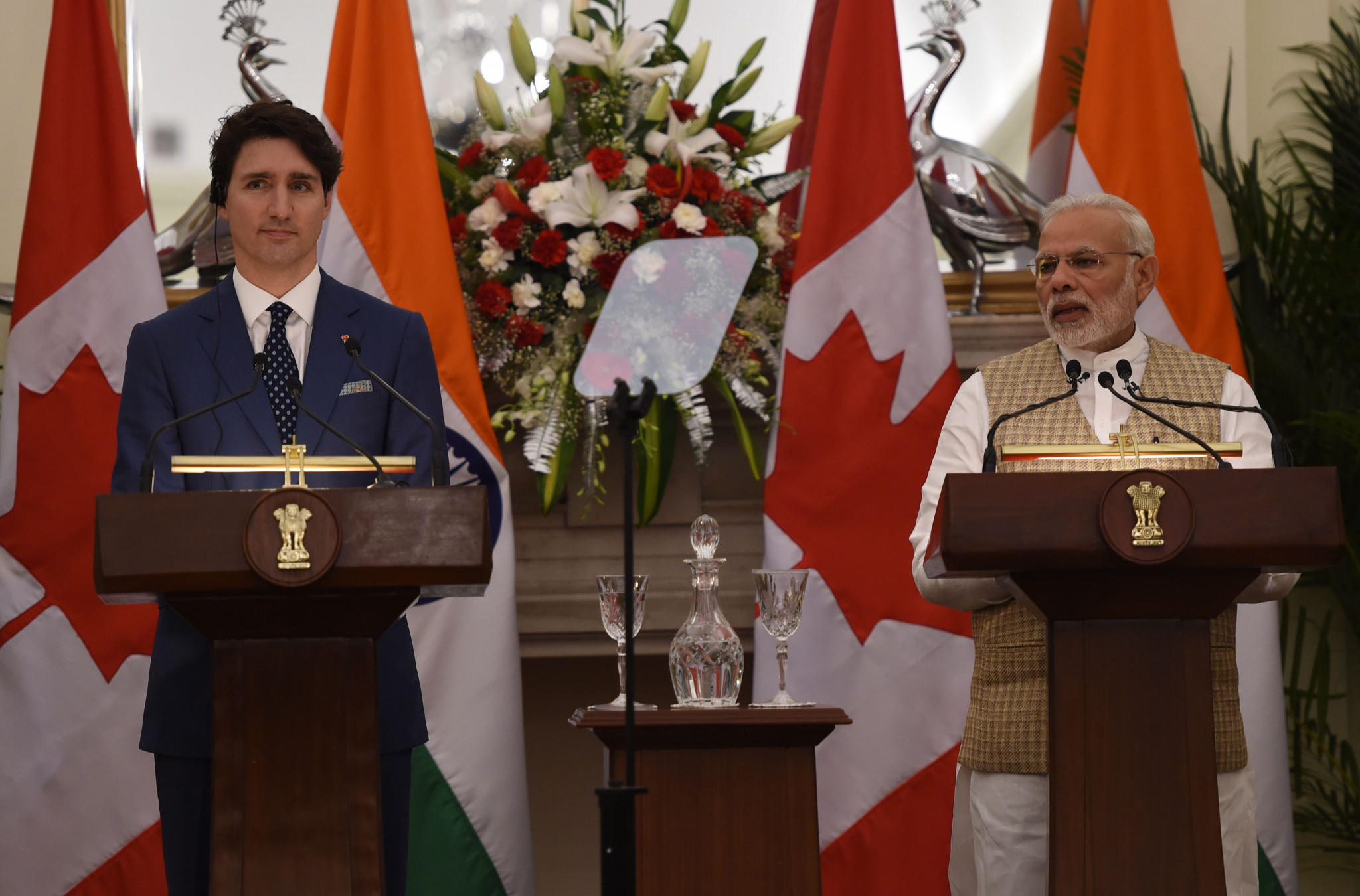 Relations between Canada and India have deteriorated since Canadian Prime Minister Justin Trudeau, left, alleged Indian involvement in the killing of Hardeep Singh Nijjar  ©Getty Images