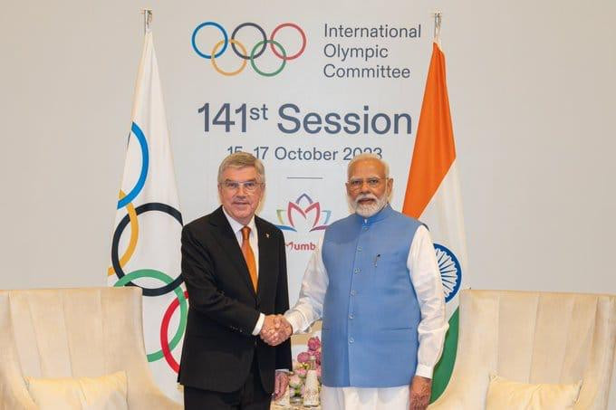 India Prime Minister Narendra Modi confirmed his country's plans to bid for the 2036 Olympics after meeting IOC President Thomas Bach in Mumbai today ©Getty Images