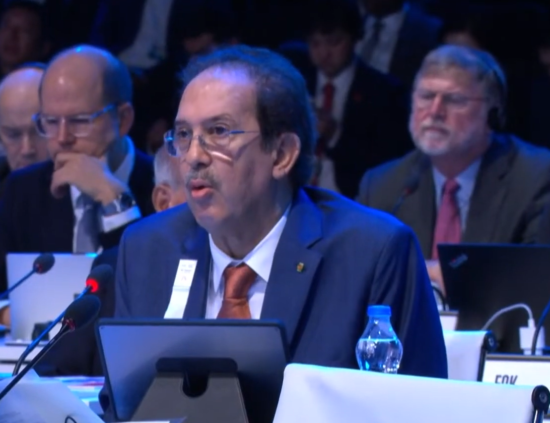 Mustapha Berraf of Algeria was the first member to call for what would be a highly-controversial extension to IOC President Thomas Bach's term limit ©IOC/Youtube