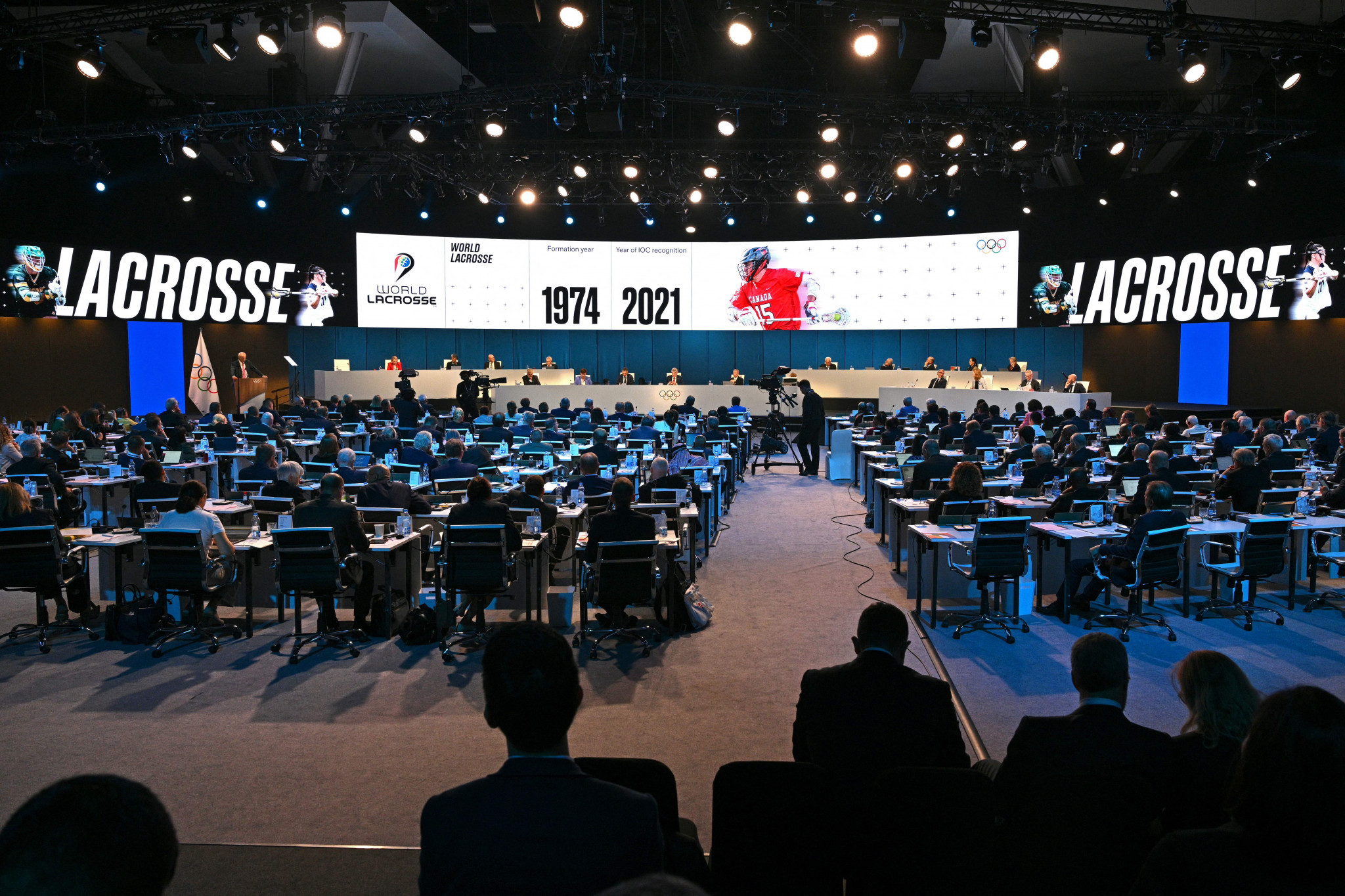Lacrosse completed a package of four team sports among the additional proposals from Los Angeles 2028 accepted by the IOC Session in Mumbai ©Getty Images