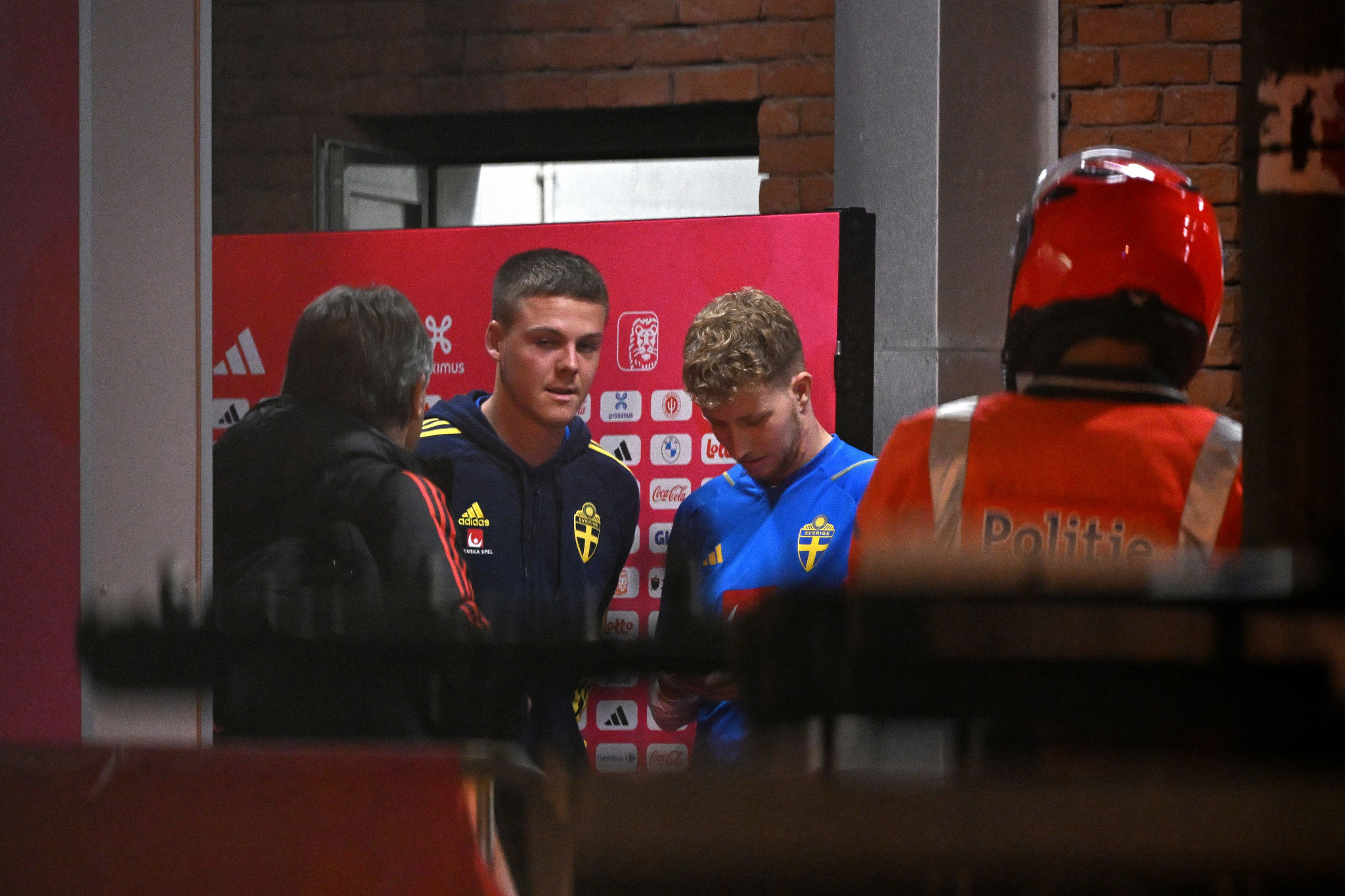 The Sweden team were taken to the airport under police escort after the abandonment of the match ©Getty Images