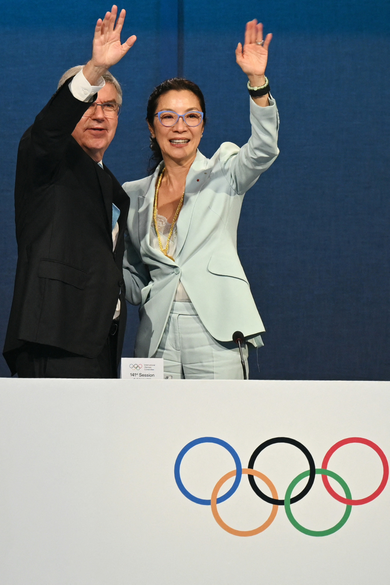 Former James Bond star Michelle Yeoh, right, has been elected as an IOC member ©Getty Images