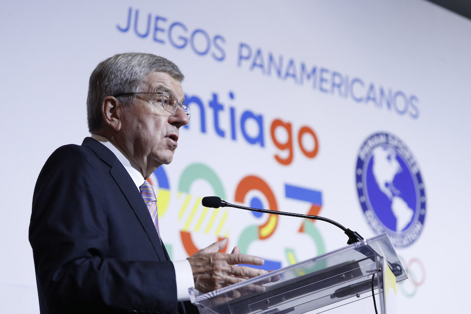 Thomas Bach addressed the Panam Sports General Assembly after travelling from Mumbai ©Panam Sports