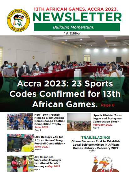 The first Accra 2023 newsletter features multiple stories dated to last year ©Accra 2023