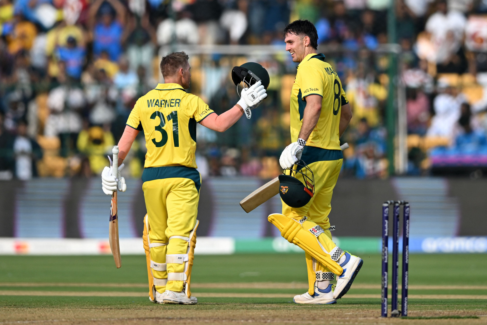 Mitchell Marsh, right, partnered with David Warner for an opening stand of 259 for Australia ©Getty Images