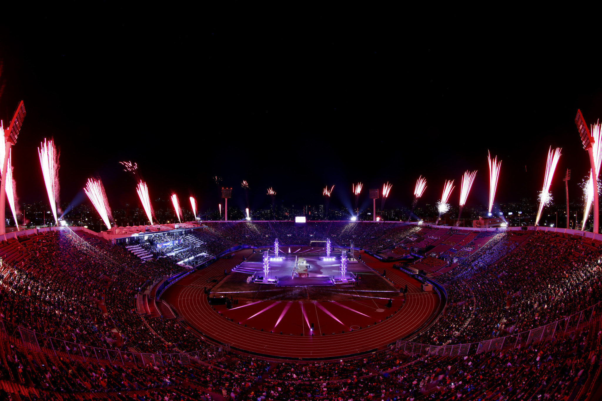 Spectacular fireworks lit up the National Stadium during the Opening Ceremony for Santiago 2023 ©Getty Images