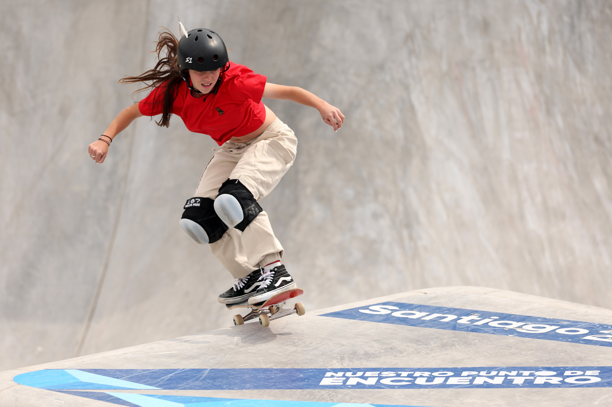 Canada's 13-year-old Fay Ebert won women's skateboarding park gold ©Getty Images