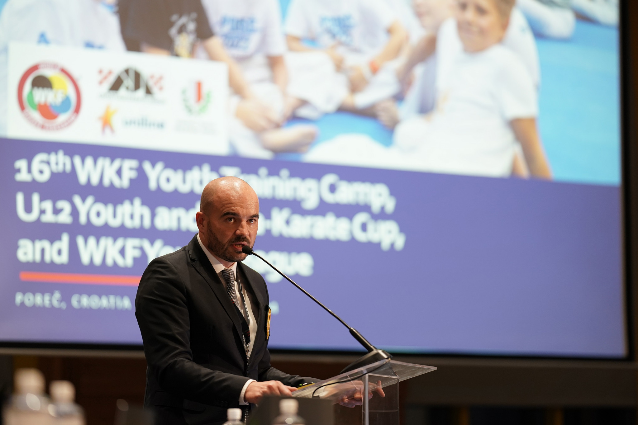 Davor Cipek, assistant general secretary at the WKF, delivered a speech about the WKF Youth Training Camp which is held annually in Croatia ©WKF