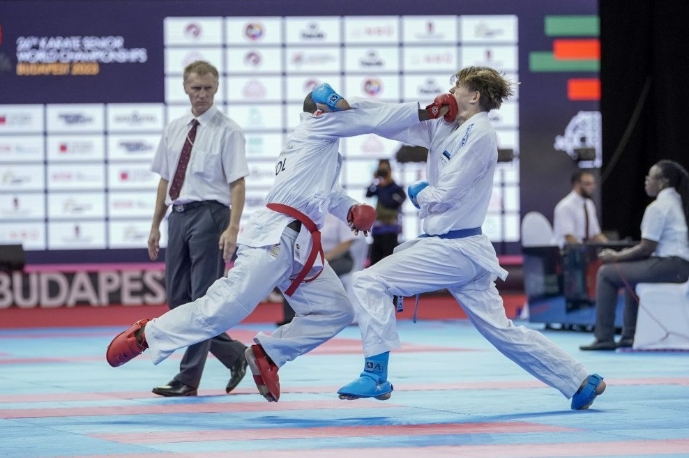 Two athletes collide with punches in one of many gripping matches on display ©WKF