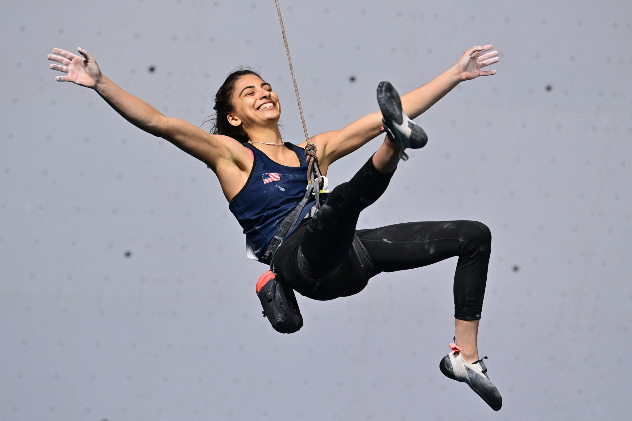 Natalia Grossman ensured that the United States completed a clean sweep of the four sport climbing gold medals ©Getty Images