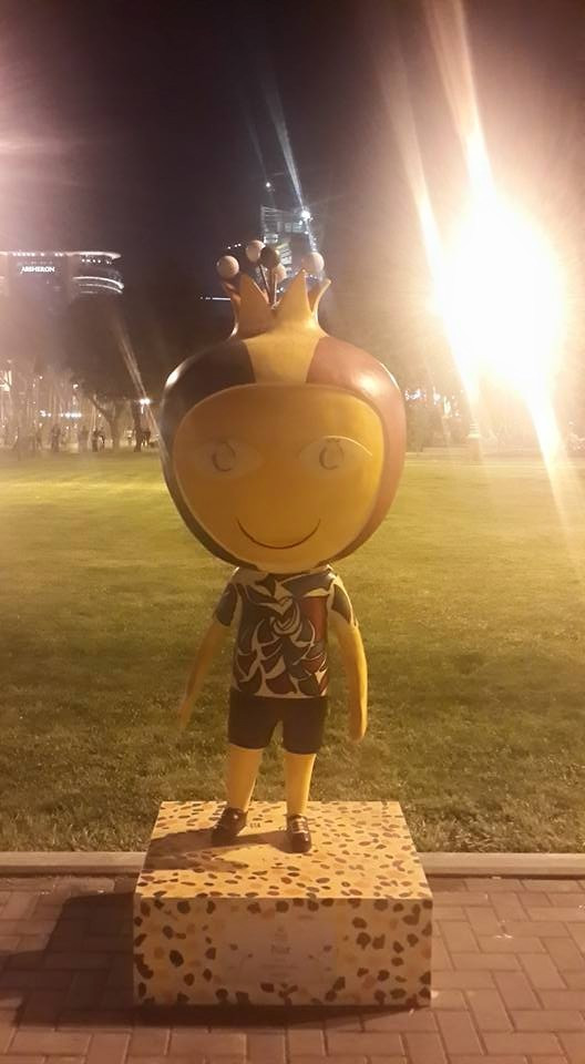 Nar the pomegranate is one of two official Baku 2015 mascots along with Jeyran the gazelle ©ITG