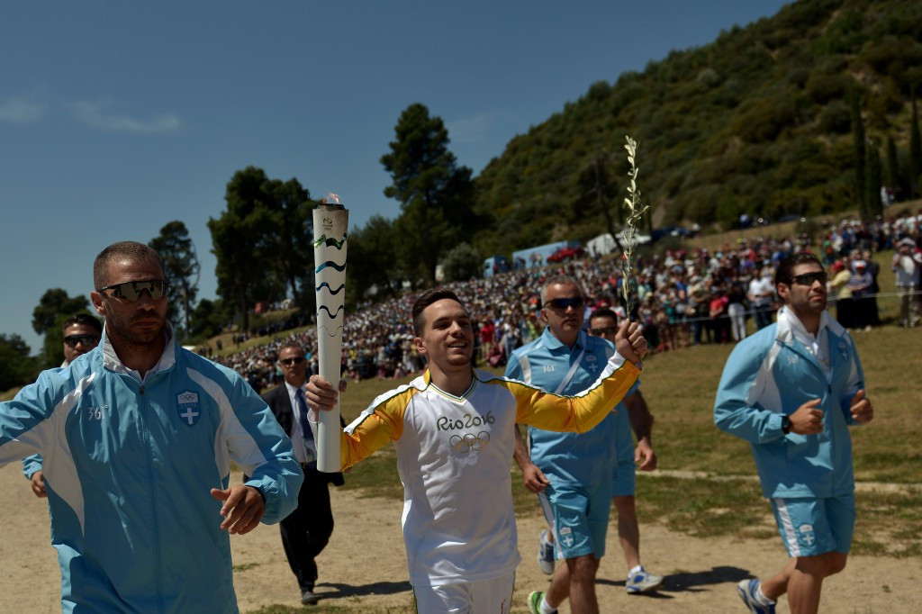 Lefteris Petrounias was the first runner to carry the flame
