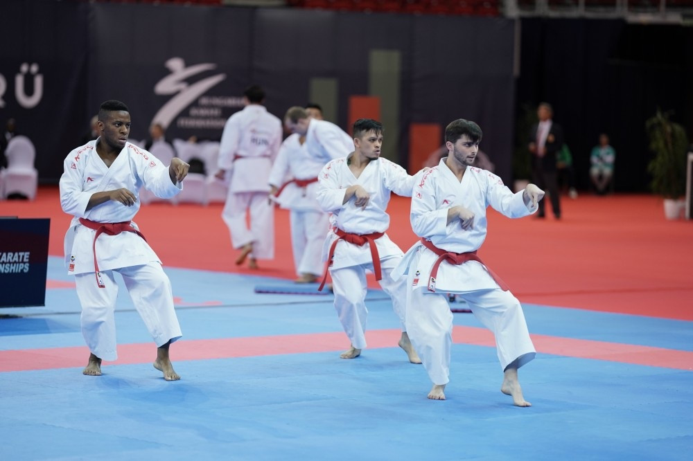 The men's team kumite event also took place with athletes showcasing impressive movements ©WKF