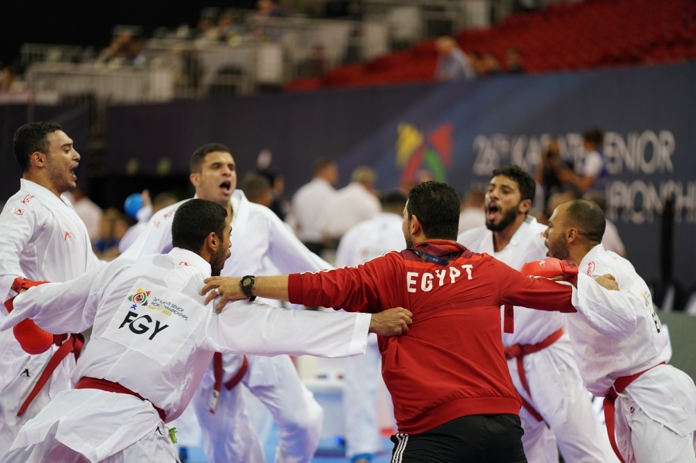 Egypt booked their place in the men's team kumite final for the first time where they will meet Jordan ©WKF