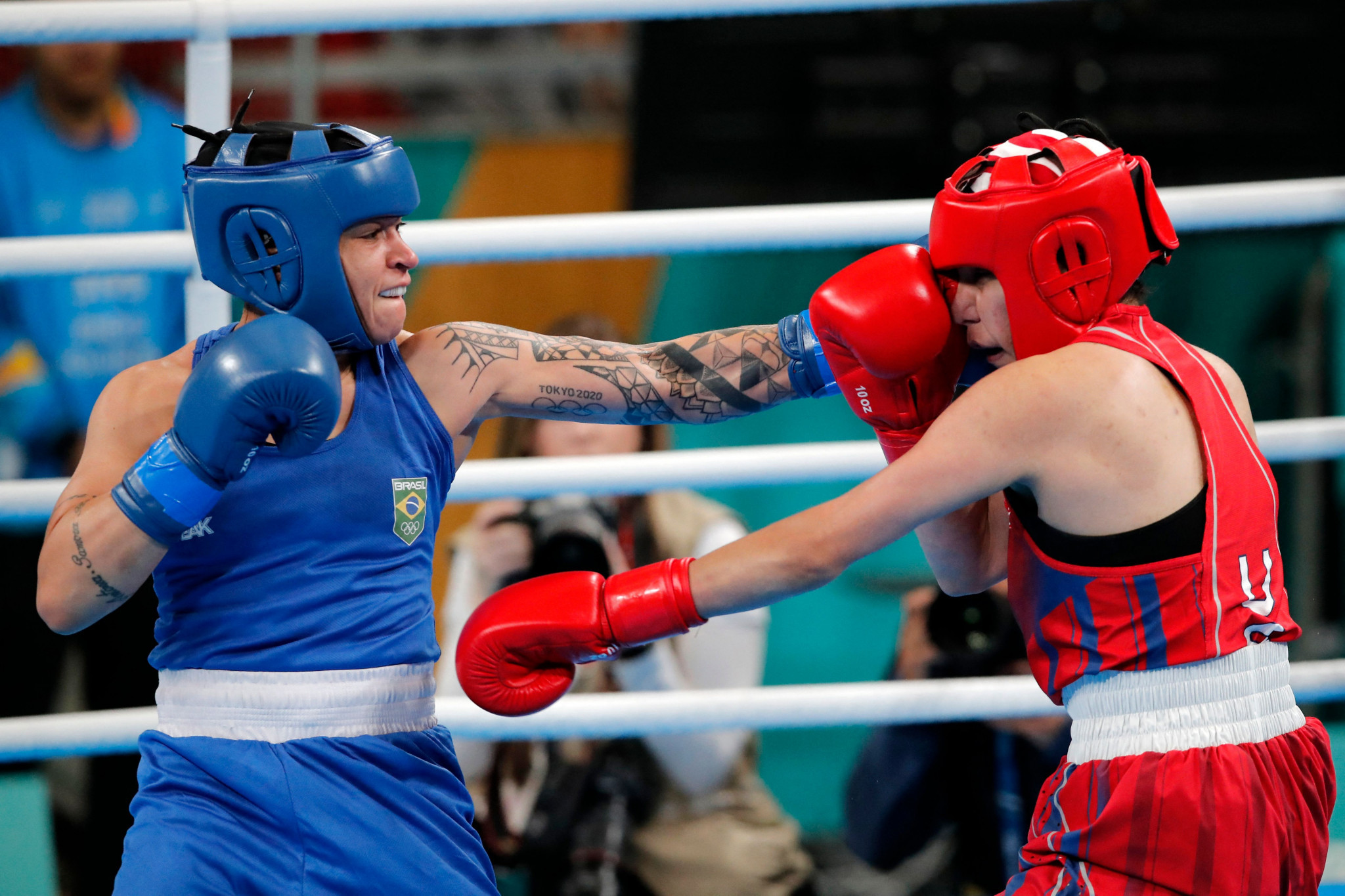 Two-time world champion Beatriz Ferreira, left, was among the winners as Brazil topped the boxing table ©Getty Images