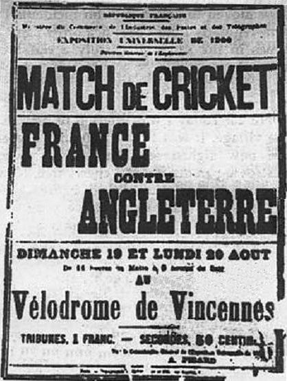 A poster for the last Olympic cricket match in 1900 ©Standard Athletic Club