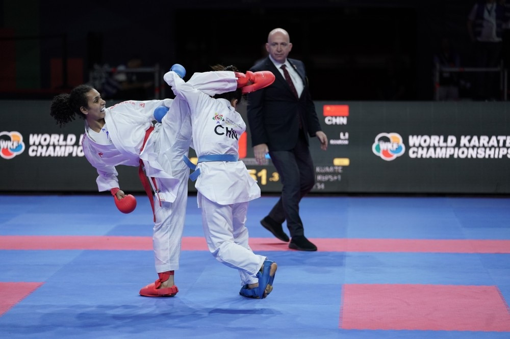 All the bronze-medal matches were completed in the men's and women's kumite competitions ©WKF
