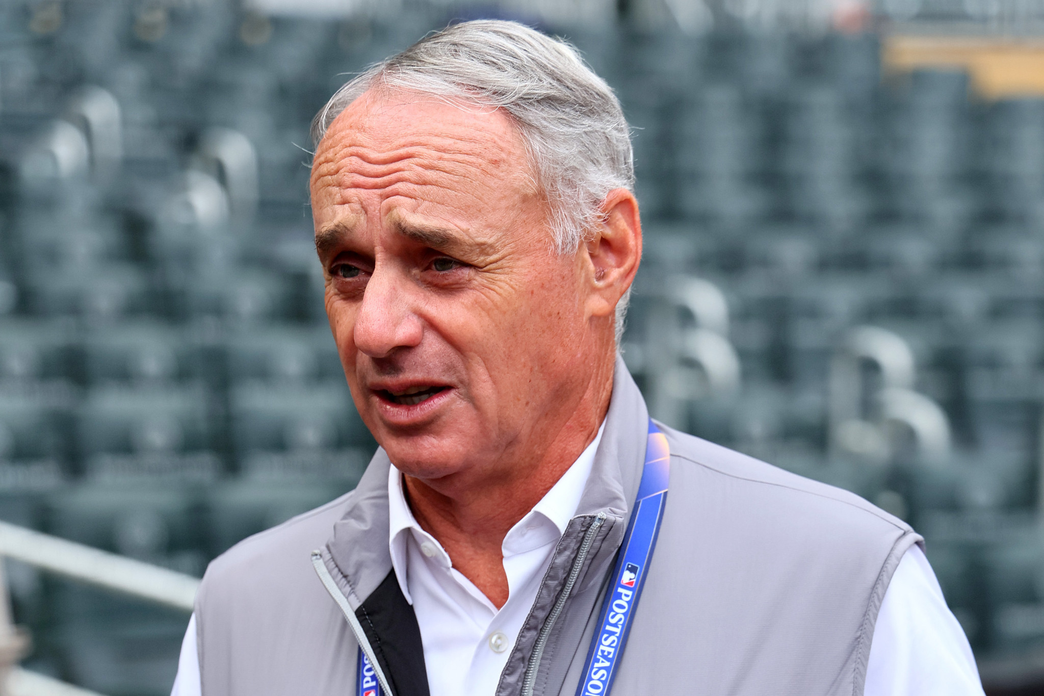 MLB commissioner Rob Manfred has played down the prospect of a mid-season pause for the Los Angeles 2028 Olympics ©Getty Images