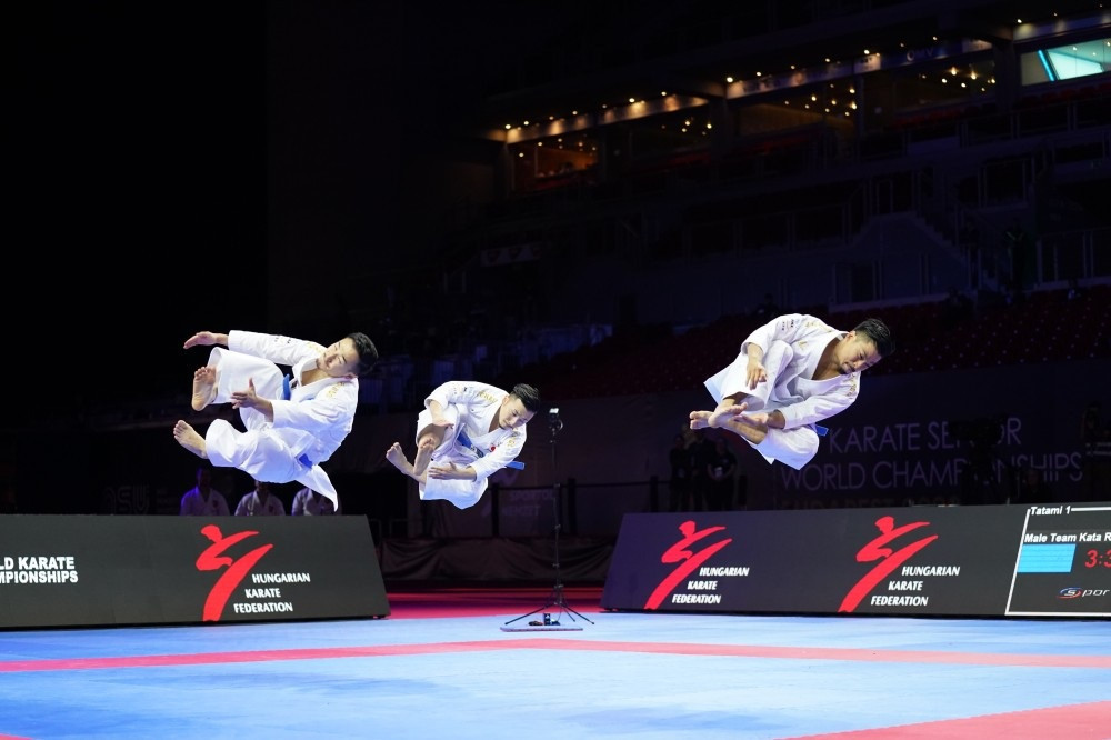 There was no stopping Japan as they saw off Turkey in the men's team kata final ©WKF