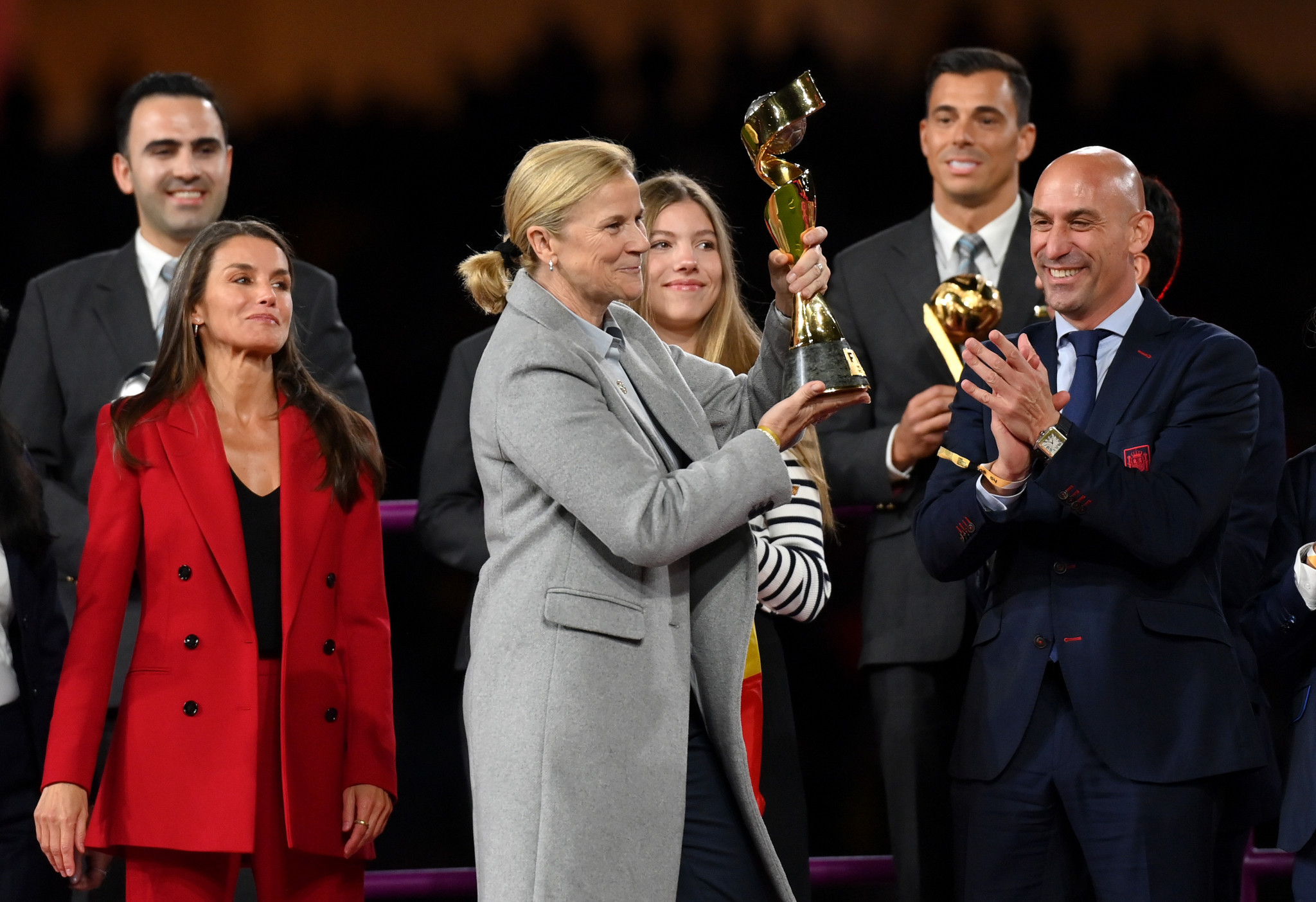 Former RFEF President Luis Rubiales, right, was widely criticised for his conduct following Spain's victory in the FIFA Women's World Cup final ©Getty Images