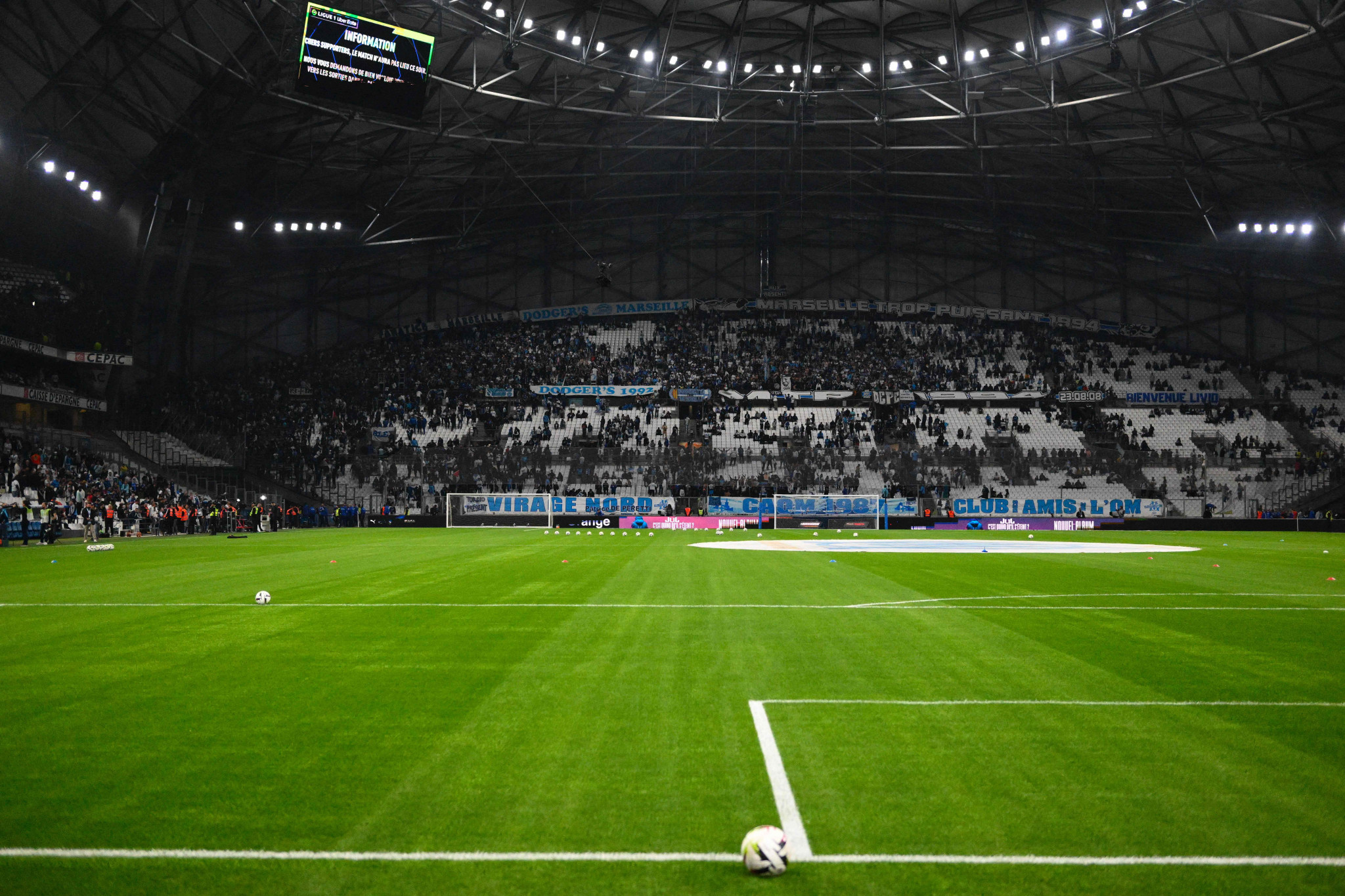 Supporters were already inside the Stade Velodrome at the time that the match was postponed ©Getty Images