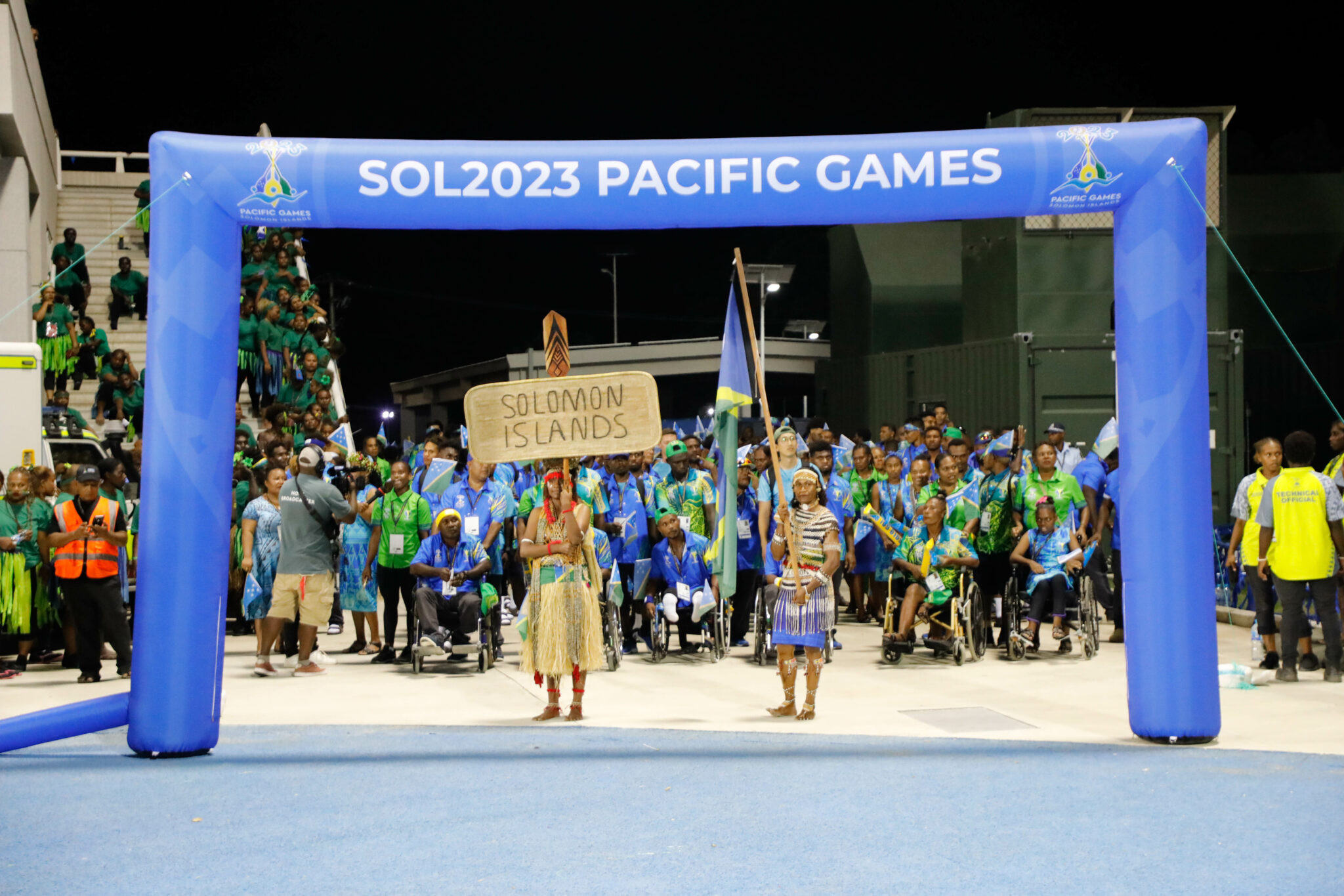 Solomon Islands flag bearer Jenly Tegu Wini has confirmed this will be her last Games. © Pacific Games News Service.