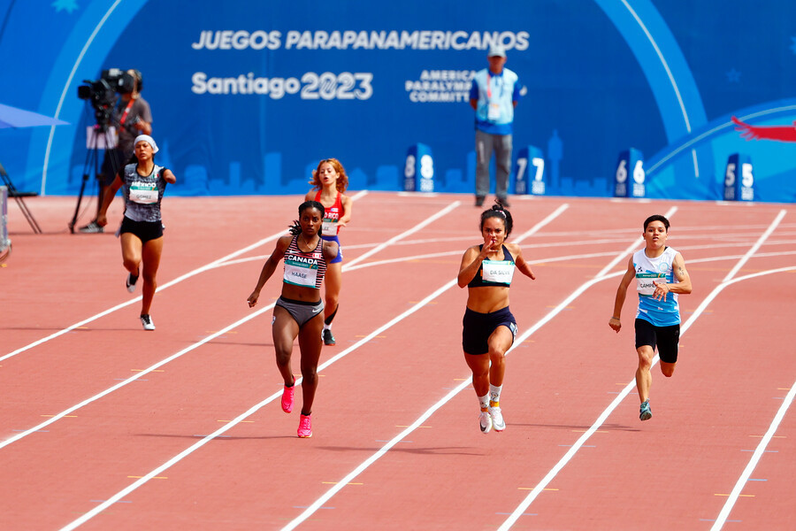Fernanda Da Silaba of Brasil during the 200m T47 semifinal 1 at the Mario Recordon athletic center at the Parque Estadio Nacional on November 22 in Santiago, Chile. (Photo Karin Pozo/Santiago 2023 by Photosport).