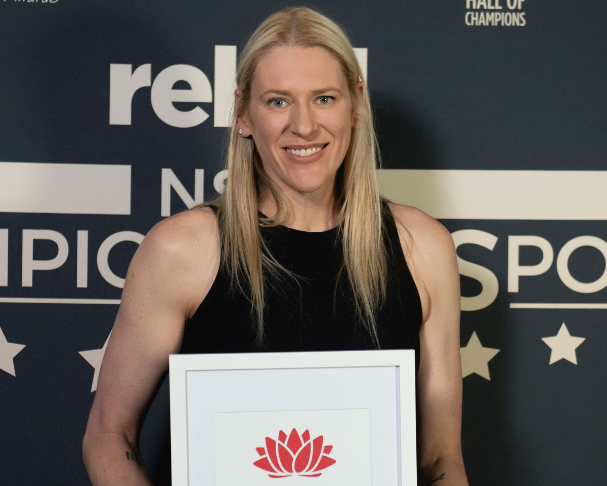 Lauren Jackson, after receiving her award. REBEL NSW