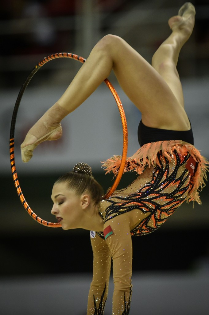 Belarus' Melitina Staniouta won gold in the individual all-around event