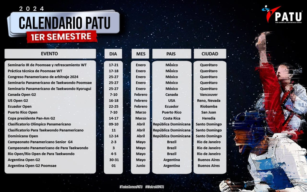 Calendar of PATU events in 2024 © PATU