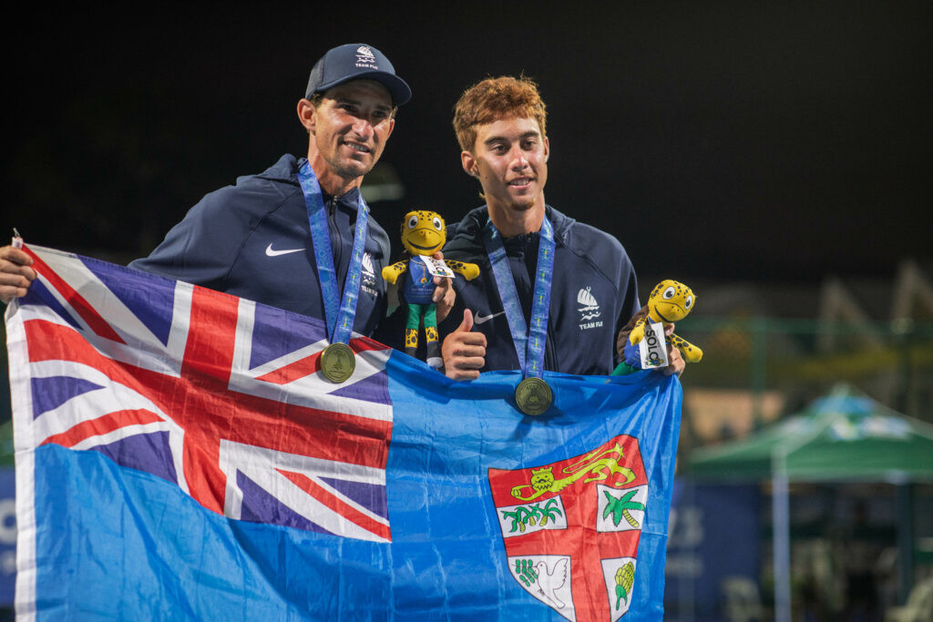 Fiji’s William O’Connell and Charles Cornish won their country’s first tennis gold medal. Photos: Rhianto Manuga, Pacific Games News Service
