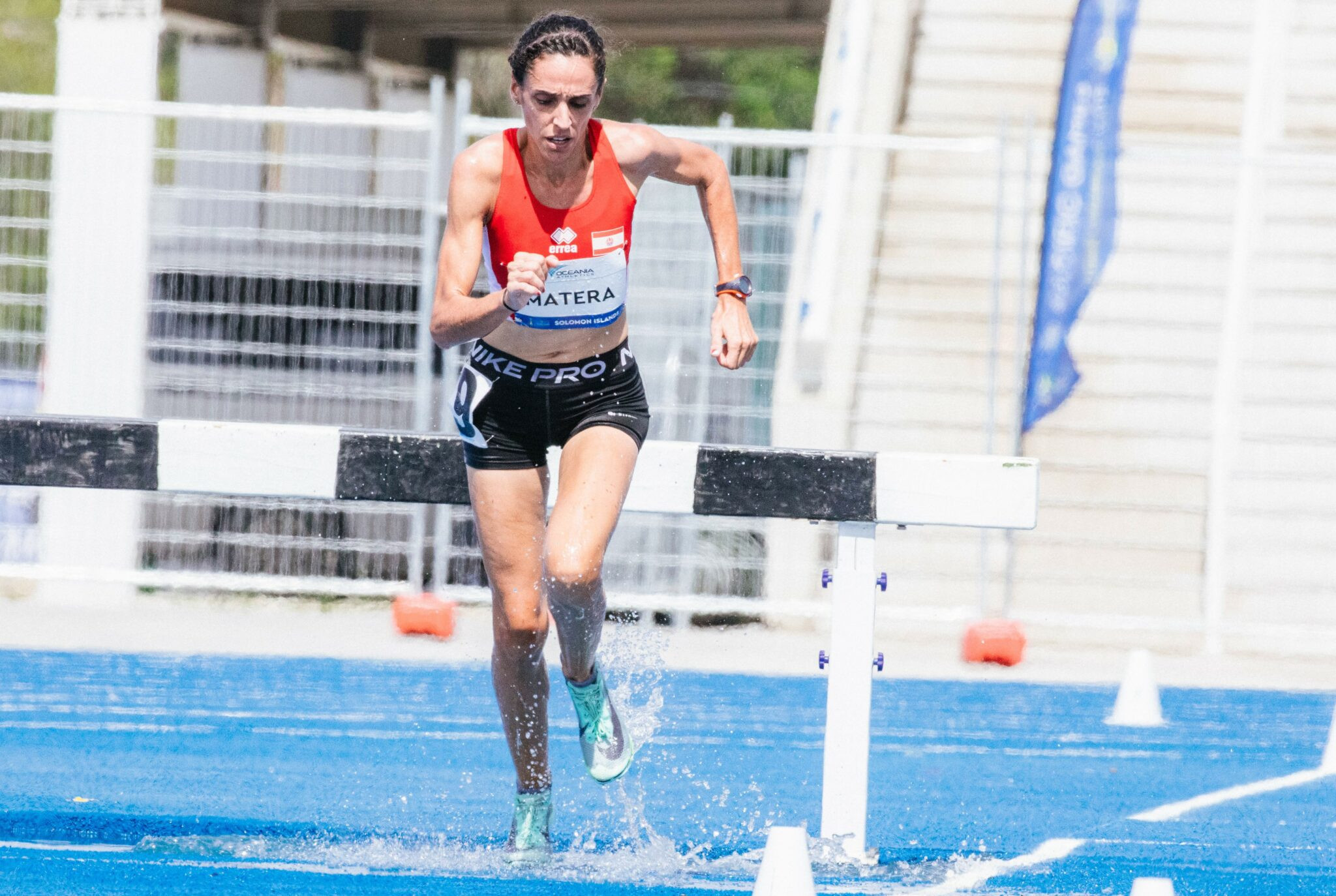 Tahiti’s Amandine Matera comfortably wins women’s 3000m steeplechase  -  Photos: Danzo Kakadi, Pacific Games News Service
