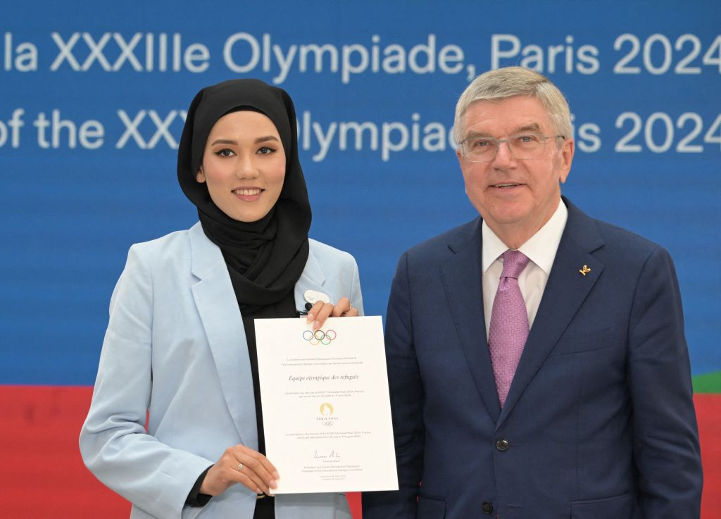 Thomas Bach (R) and Masomah Ali Zada, together in 2023. © Getty Images